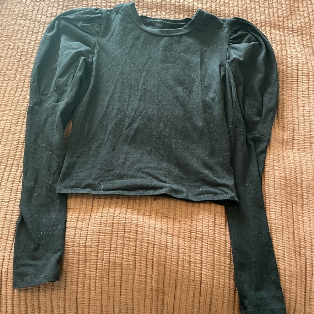Nordstrom Leith Black Puff Sleeve Shirt